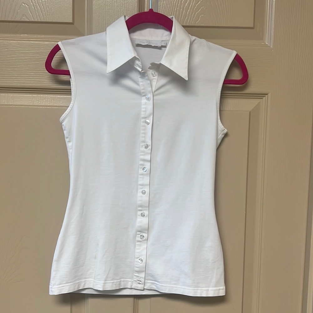 Anne Fontaine Button Down Sleeveless Collared Shirt - Size 38 (Small) 4-6